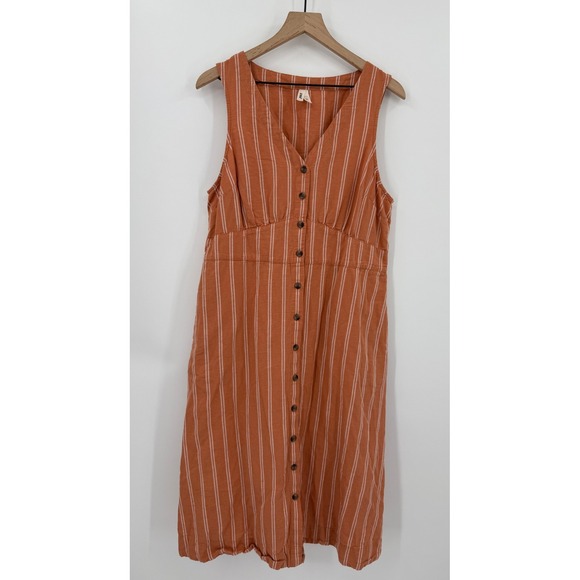 Pact Dresses & Skirts - Pact Rust Orange Striped Midi Dress